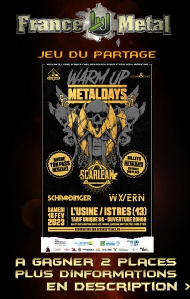 Jeu du partage - a gagner place pour le warm up Metal days + Sleeping Romance 2 metal days